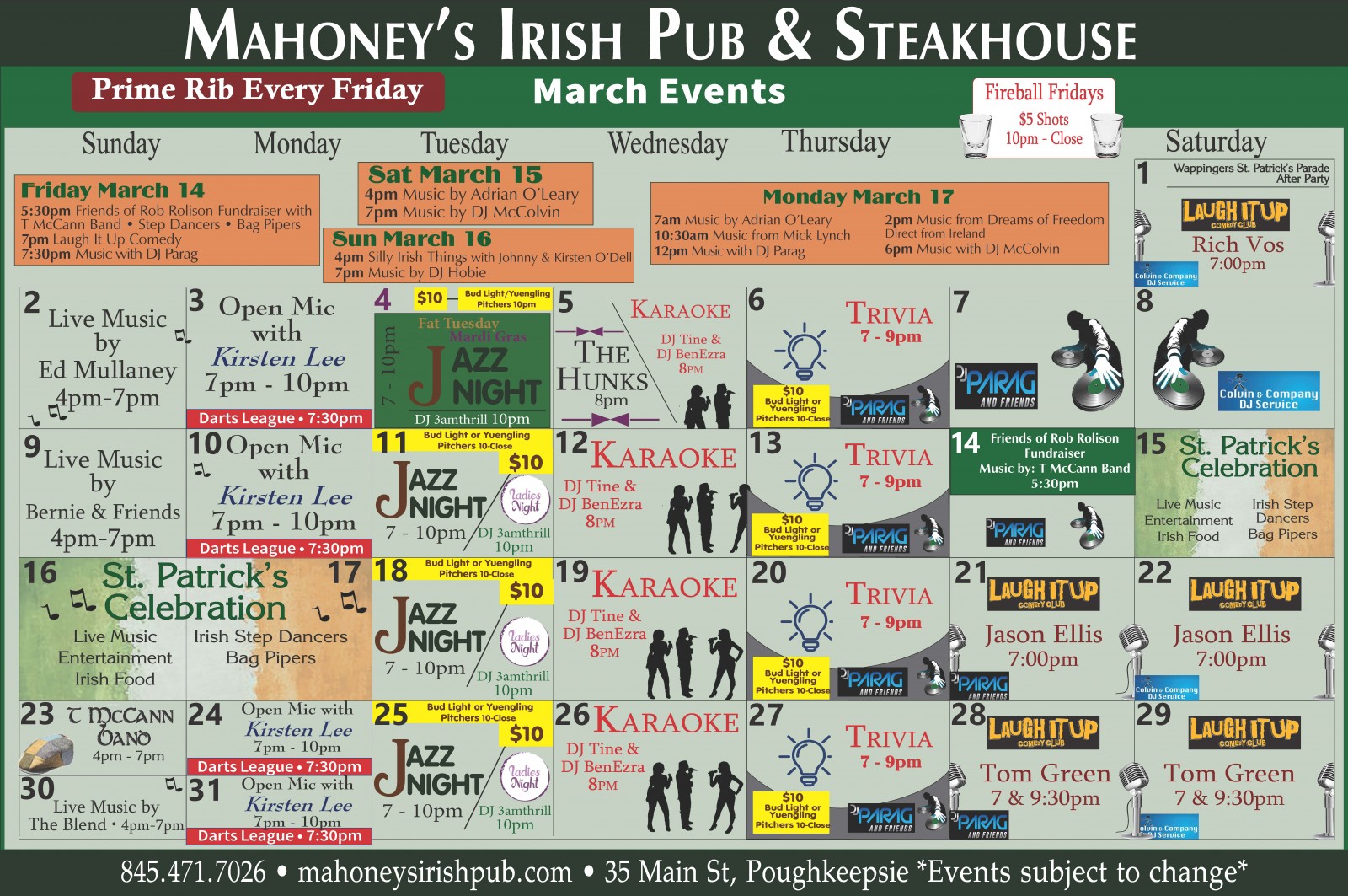 February Calendar Mahoney Events