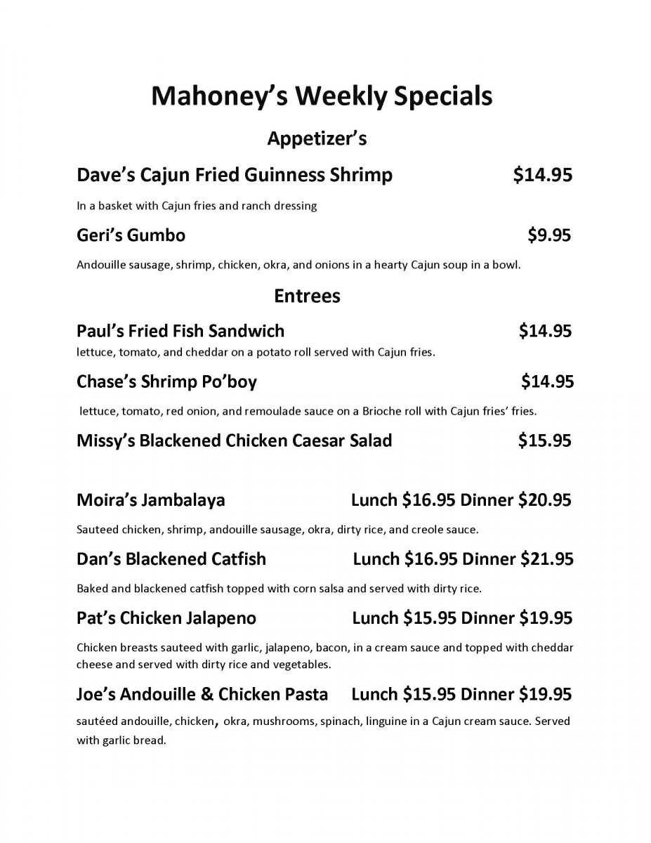 Weekly Specials Feb 10th